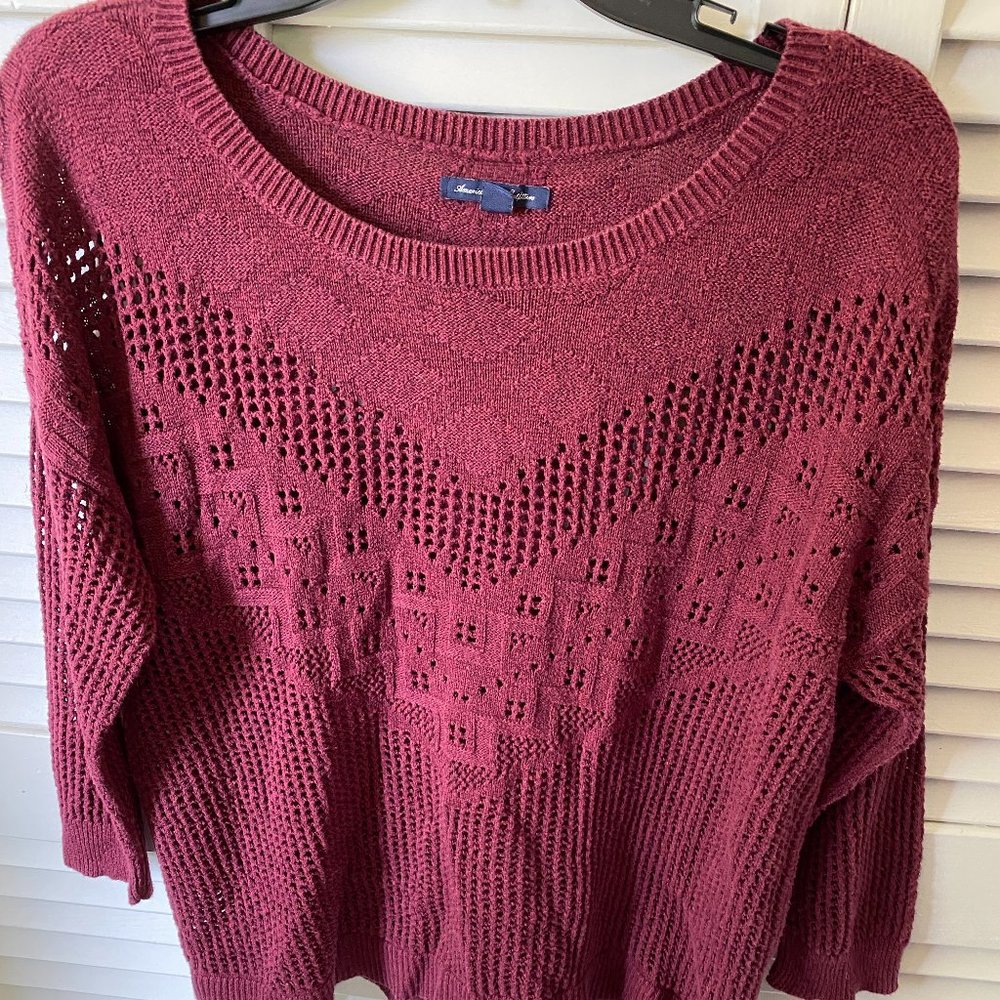 Maroon Quarter Sleeve Sweater, XL